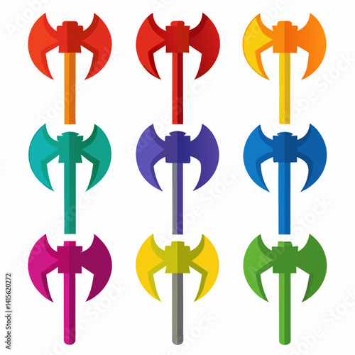 Axe Colorful icons set bundle vector design