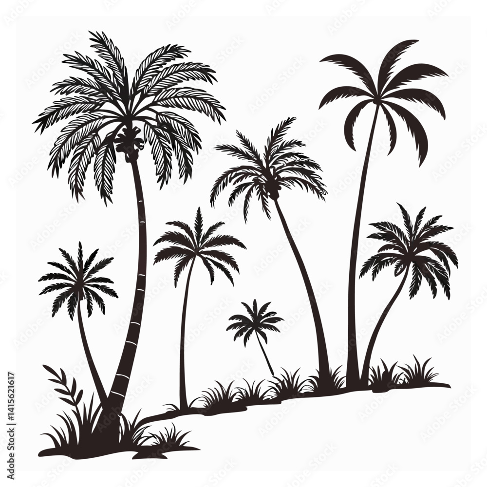 Obraz premium palm tree silhouette bundle set bundle vector design