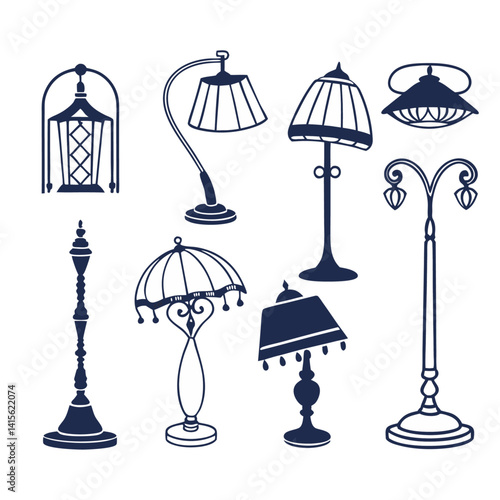 Lamp silhouette bundle set bundle vector design