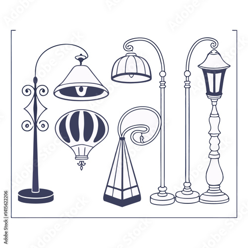Lamp silhouette bundle set bundle vector design