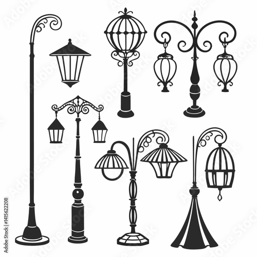 Lamp silhouette bundle set bundle vector design