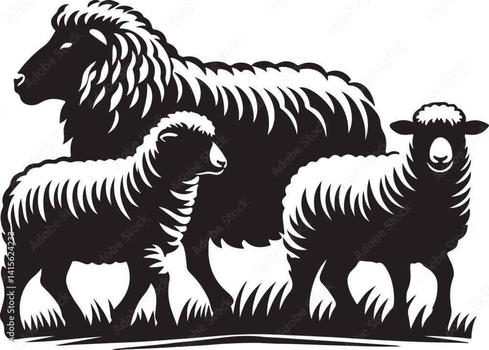Obraz premium silhouette sheep manger isolated design vector illustration eps 10