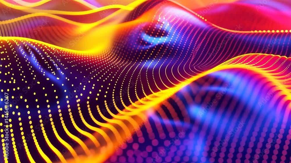 Dynamische Farbige Netzwerkpunkt Wellenanimation Im Hintergrund Dynamische Farbige Netzwerkpunkt Wellenanimation Im Hintergrund