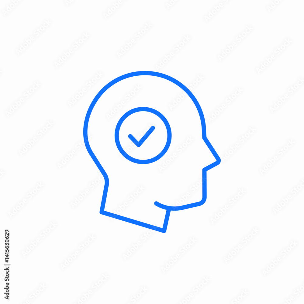 head checkmark approval icon sign vector head checkmark approval icon sign vector