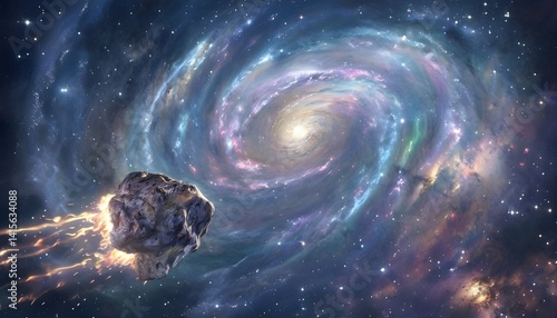 Stunning Digital Artwork Of A Galaxy With Vibrant Nebula