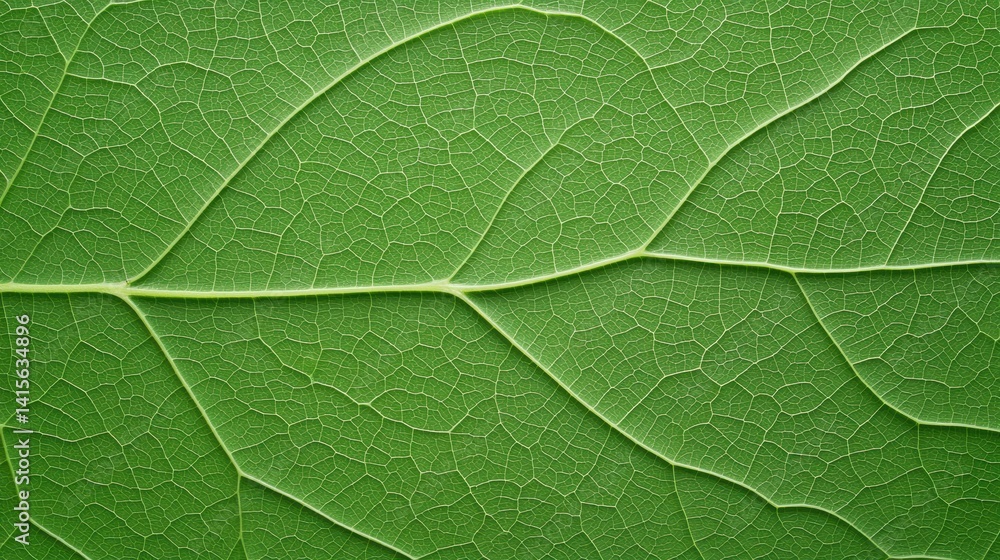 Fototapeta premium Green leafy texture background with detailed veins of a large tropical leaf captured in high resolution