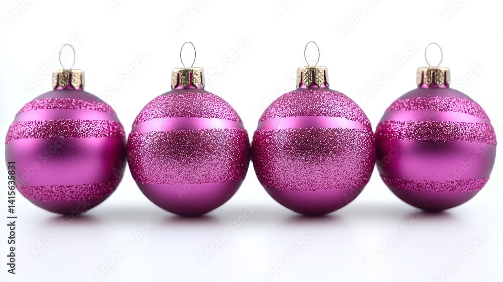 Four ornaments in a row with purple design Four ornaments in a row with purple design