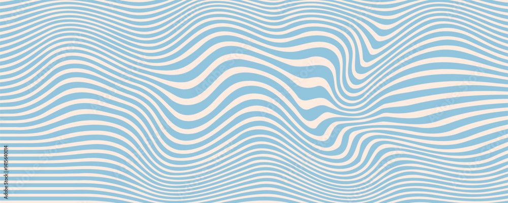 Blue and beige diagonal wavy lines seamless pattern. Simple vector abstract liquid stripes background. Funky groovy texture with diagonal waves, fluid shapes, flow. Blue and beige diagonal wavy lines seamless pattern. Simple vector abstract liquid stripes background. Funky groovy texture with diagonal waves, fluid shapes, flow.