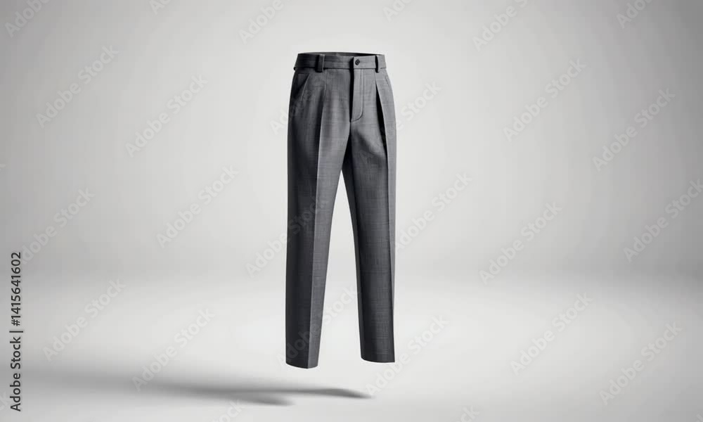 Gray pleated trousers, floating in studio. Gray pleated trousers, floating in studio.