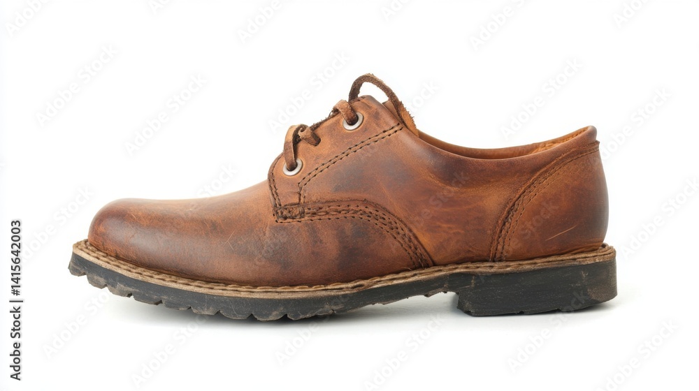 Thai student leather shoe isolated on a white background, showcasing a classic school footwear design Thai student leather shoe isolated on a white background, showcasing a classic school footwear design