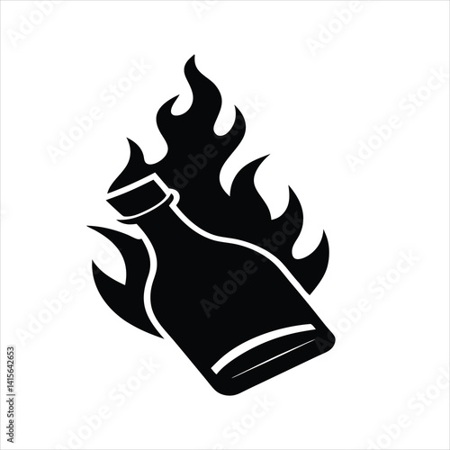 Comic Style Fire Bottle Logo Vector Design