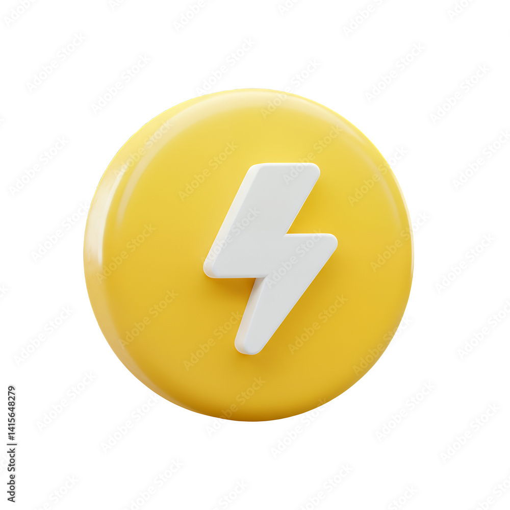 Energy Bolt on Yellow Circle Icon Electrical Symbol Graphic Energy Bolt on Yellow Circle Icon Electrical Symbol Graphic