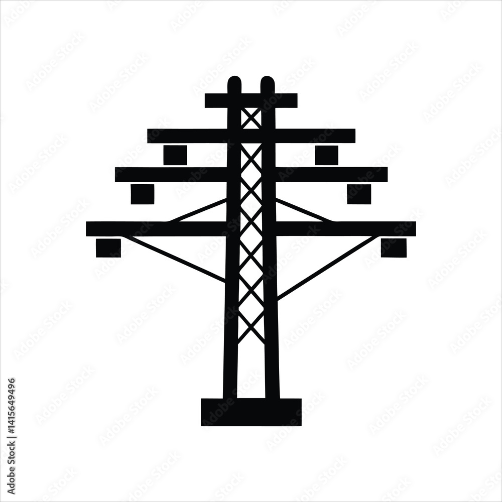 Silhouette of Utility Electric Post Illustration Silhouette of Utility Electric Post Illustration