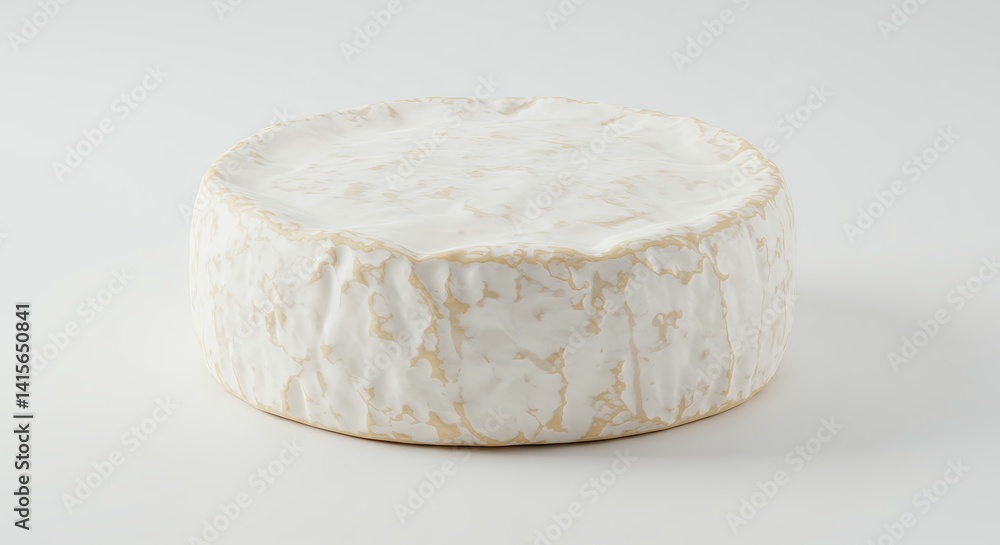 Round Soft Cheese with White Mold Rind on White Background Round Soft Cheese with White Mold Rind on White Background
