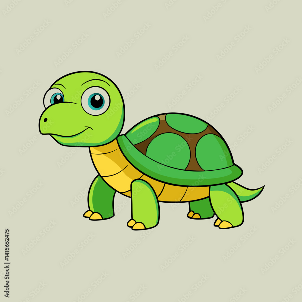 Fototapeta premium Turtle Cartoon Vector Flat Graphic for Educational Materials