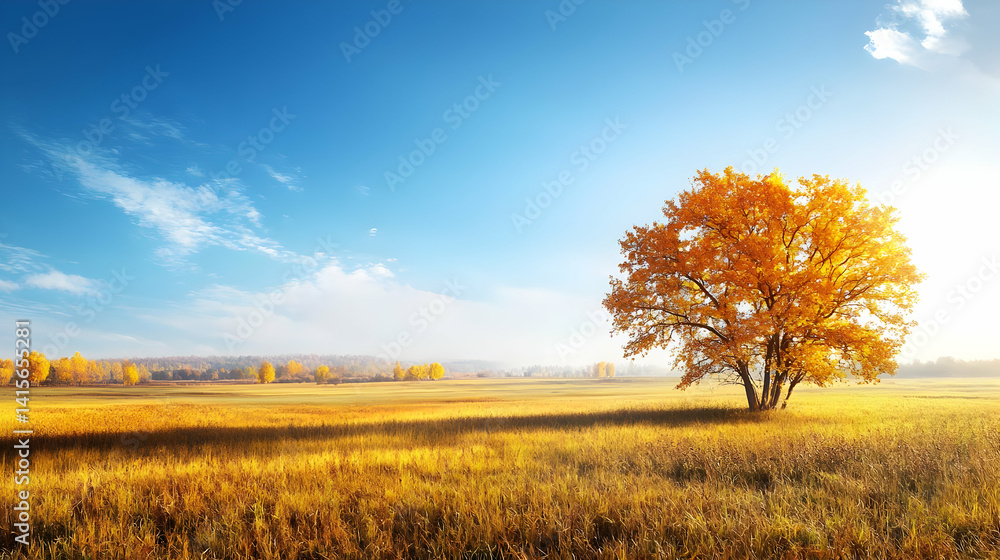 Golden Autumn Tree In A Field Golden Autumn Tree In A Field