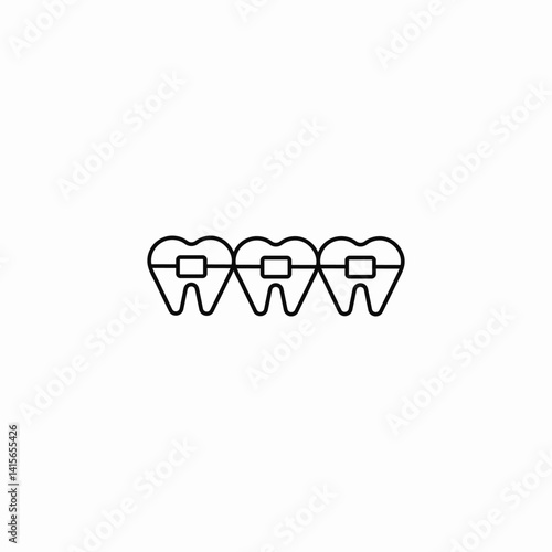 dental braces outline icon sign vector
