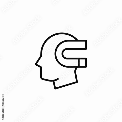 head magnet attraction icon sign vector