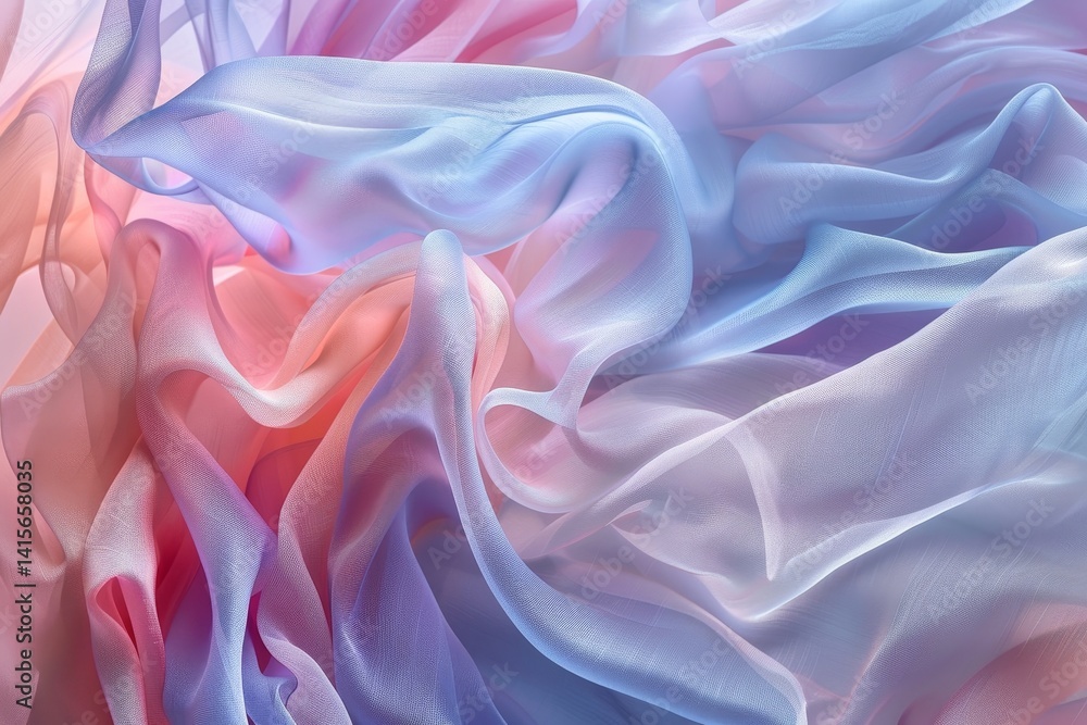 Obraz premium Soft, pastel fabric drapes with gentle, flowing movements, Soft and pastel tones intertwining