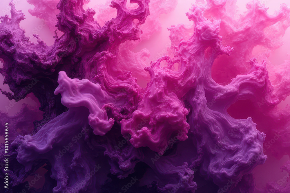 Fototapeta premium Mesmerizing Ink in Water: Close-Up Experimental Photography of Swirling Magenta Patterns