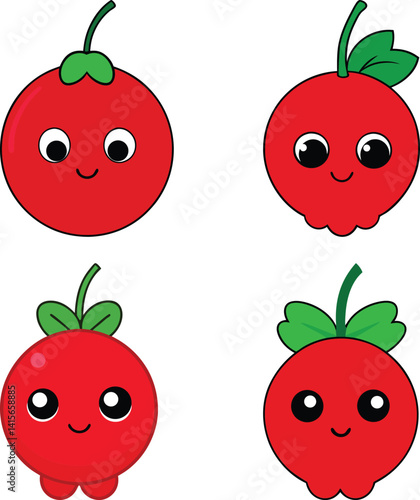Cute red currant cartoon vector