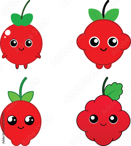 Cute red currant cartoon vector
