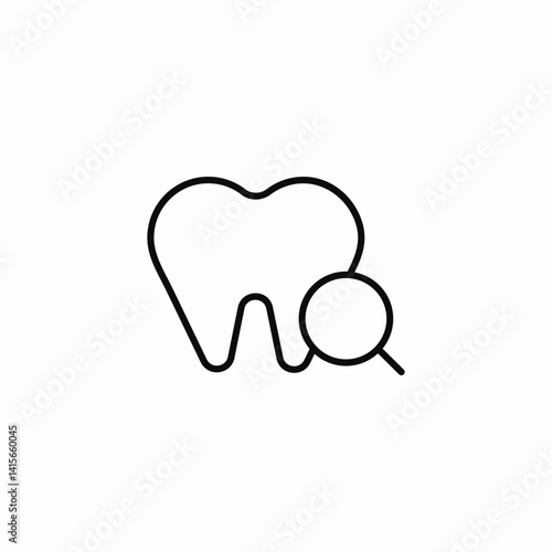 tooth magnifying glass icon sign vector