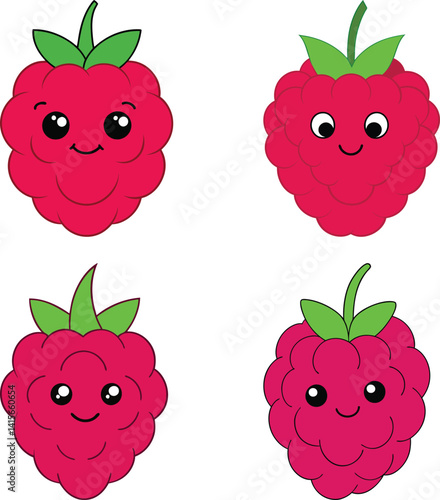 Cute raspberry cartoon vector