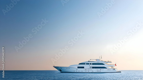 Luxury Yacht At Sunset On Calm Ocean