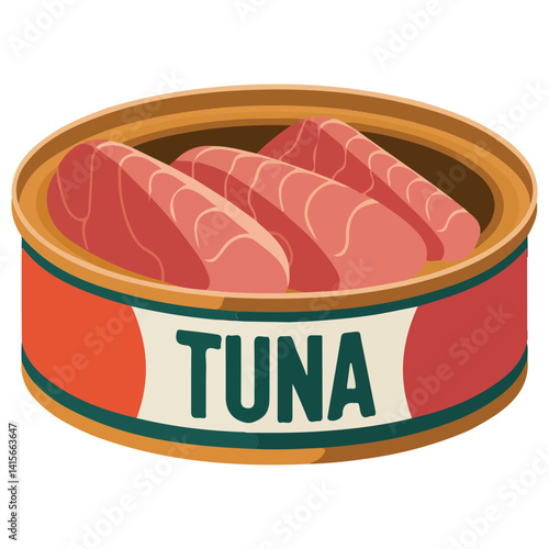 tuna can metal packaging food isolated vector illustration on white background