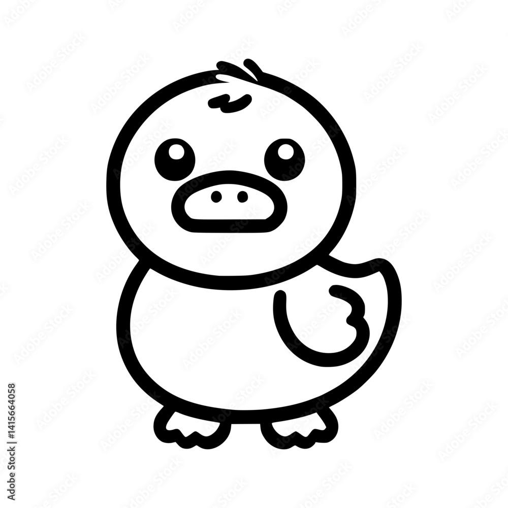 Obraz premium Cute duck in minimal line art style