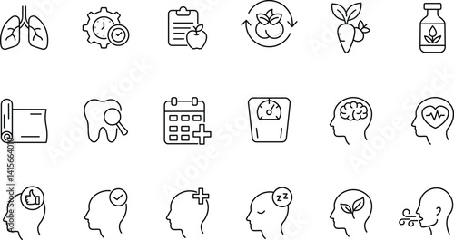 Wellness and Mental Health Icons or Visual Tools for a Balanced Lifestyle.
