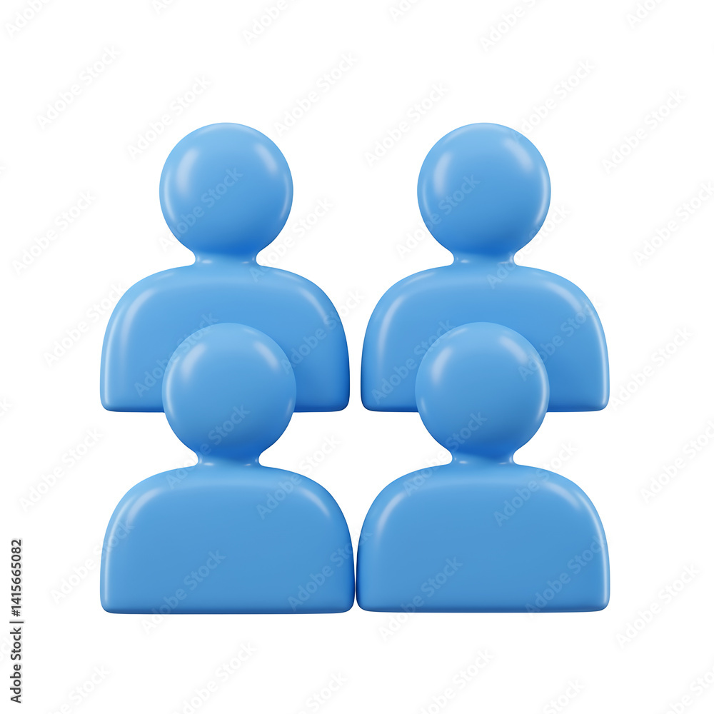 Group of People Icons in Blue Rendered Style Group of People Icons in Blue Rendered Style