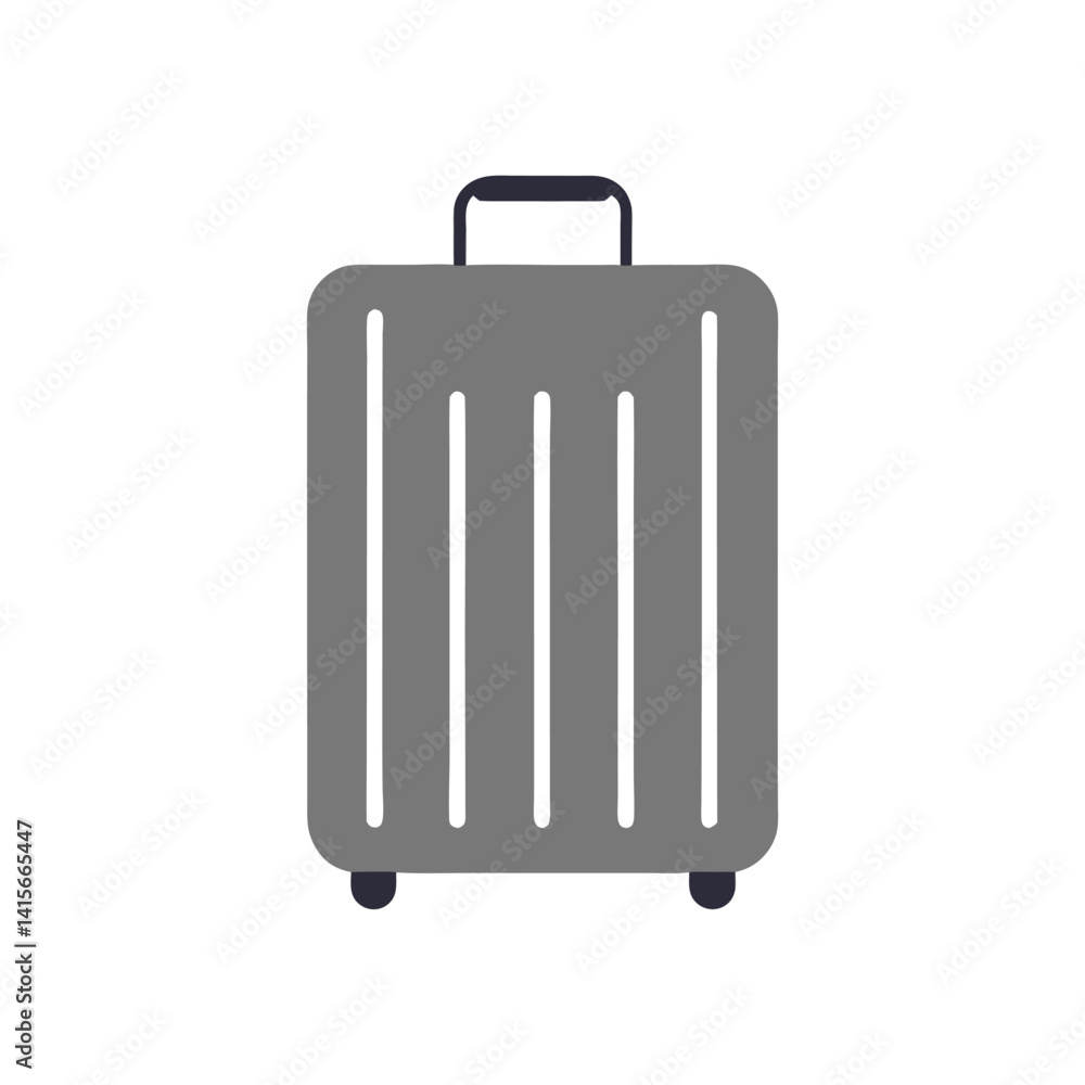 Minimalist Grey Suitcase Icon with Vertical Ridges Minimalist Grey Suitcase Icon with Vertical Ridges