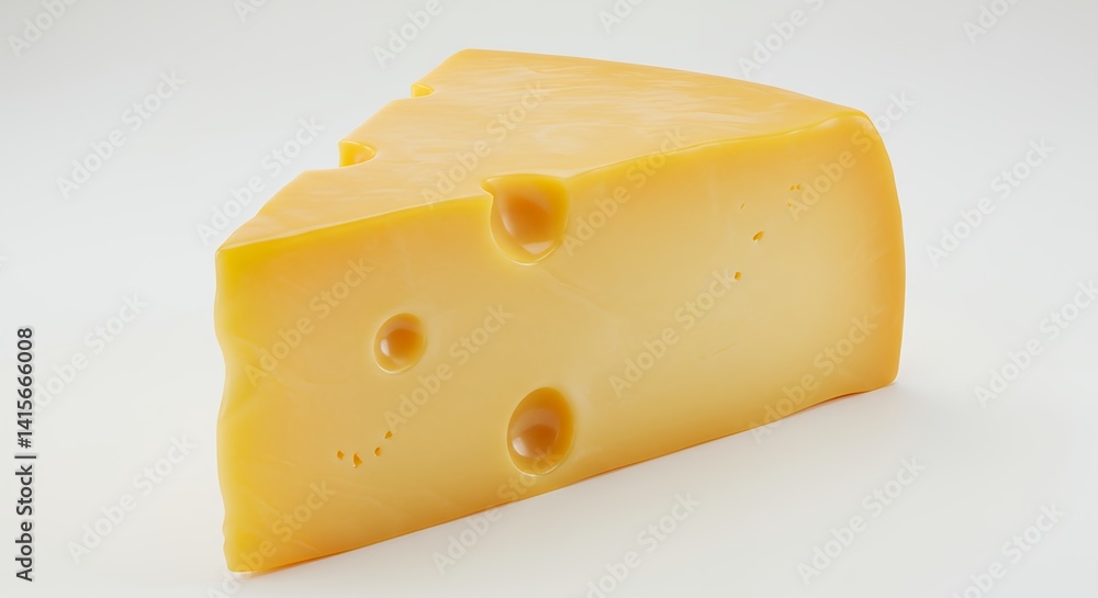 Cheese Wedge with Holes on Plain Background Close-up Cheese Wedge with Holes on Plain Background Close-up