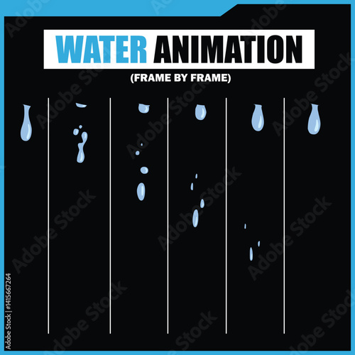 Water Splash, Shower Rain, Bubbles, Droplets, Drip, Flow, Wave, Burst, Explosion, Ripples, Curling Swirl – 2D Water FX Sprite Sheet Vector Pack for Games and Motion Graphics