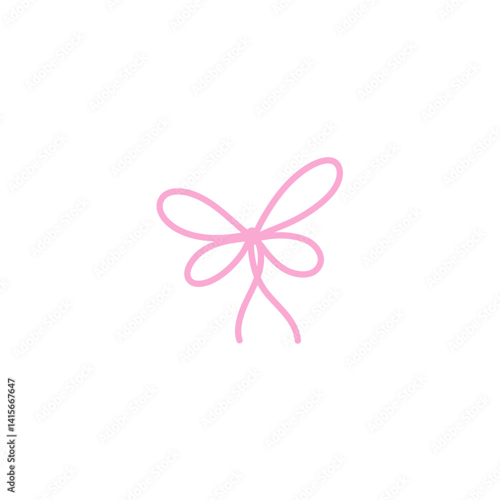 Naklejka premium Hand drawn pink bow line