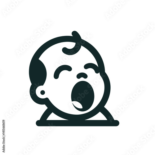 Happy baby yawning illustration on a transparent background