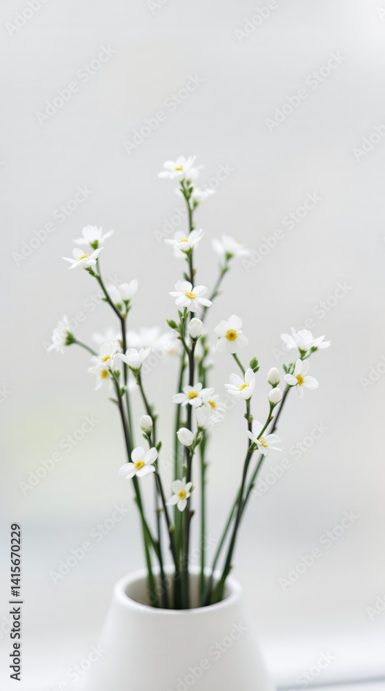 delicate white flowers in a simple white vase delicate white flowers in a simple white vase