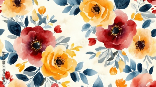 Watercolor floral pattern photo