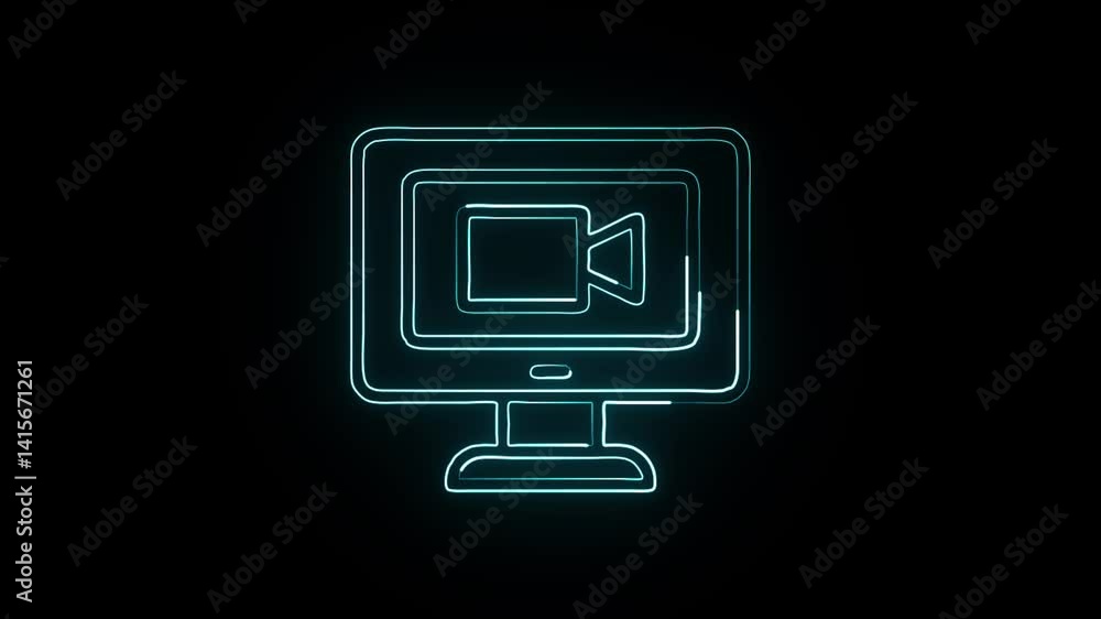 glowing neon animation icon isolated, black background, HD motion graphic animation glowing neon animation icon isolated, black background, HD motion graphic animation