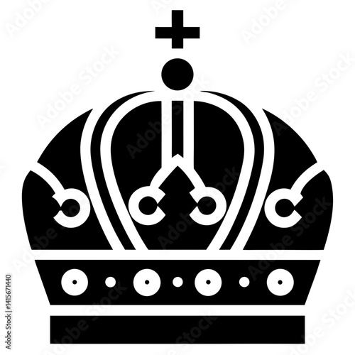 royal crown vector icon illustration black and white silhouette monarchy king queen regal throne