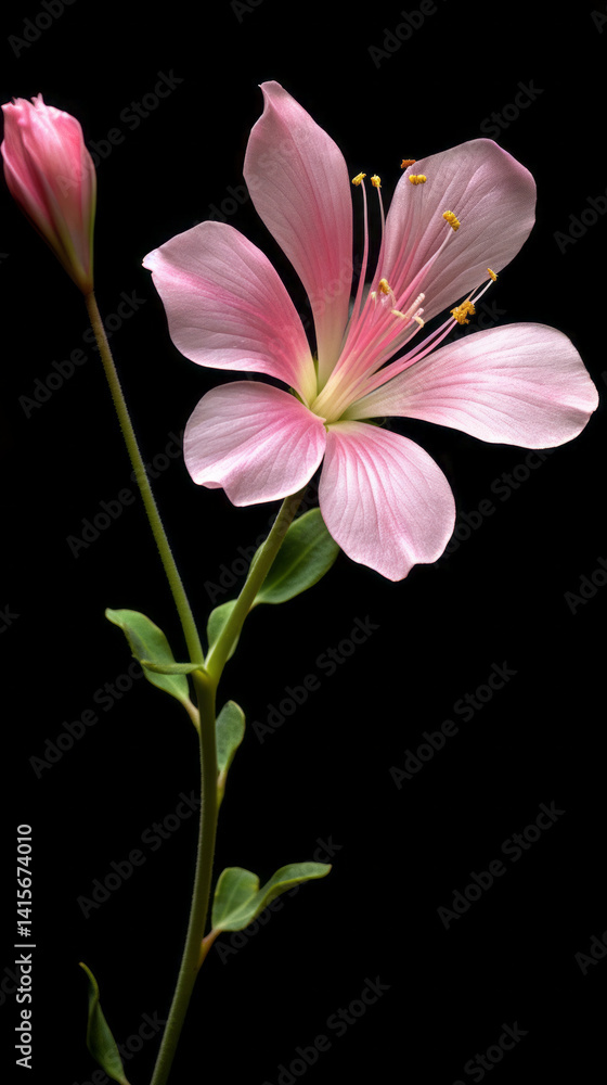 Fototapeta premium Elegant Pink Wildflower in Studio Setting