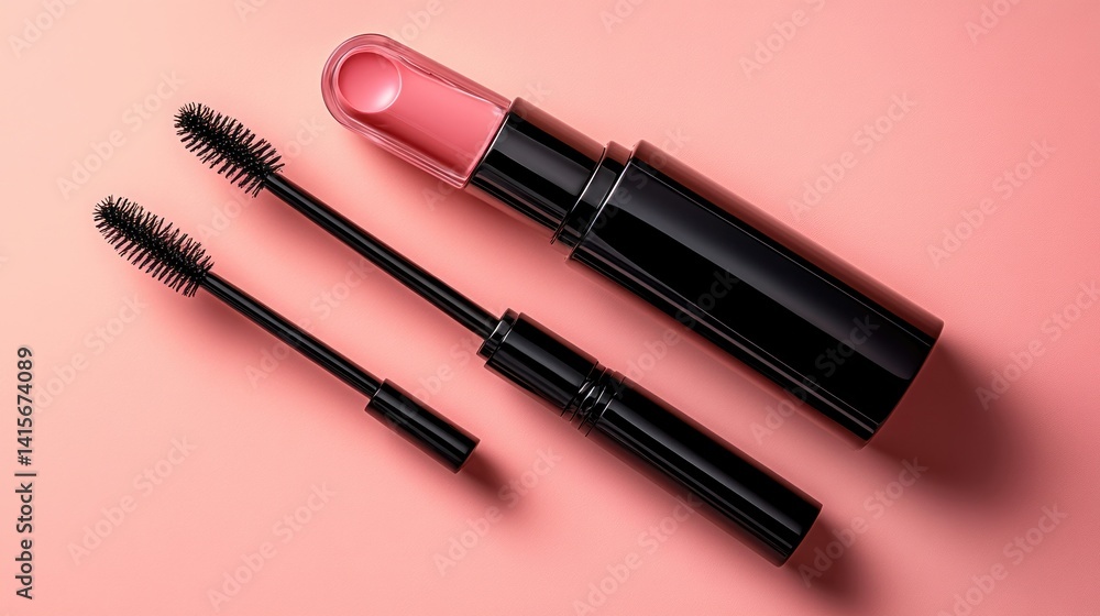 Makeup essentials, lipstick, mascara Makeup essentials, lipstick, mascara