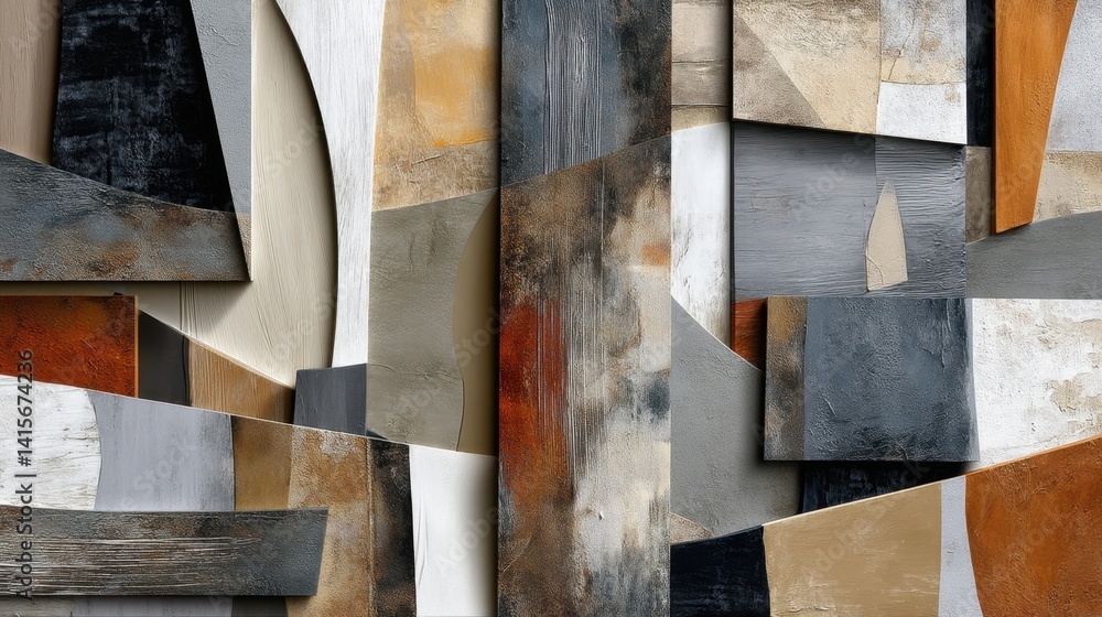 Fototapeta premium Abstract Geometric Design with Earth Tones and Textured Surfaces