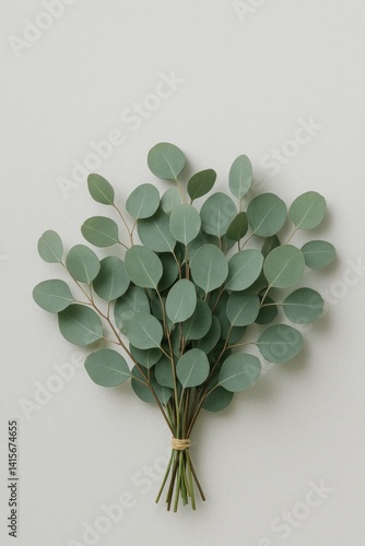 Fresh Eucalyptus Bundle on Neutral Background for Home Decor and Crafting
