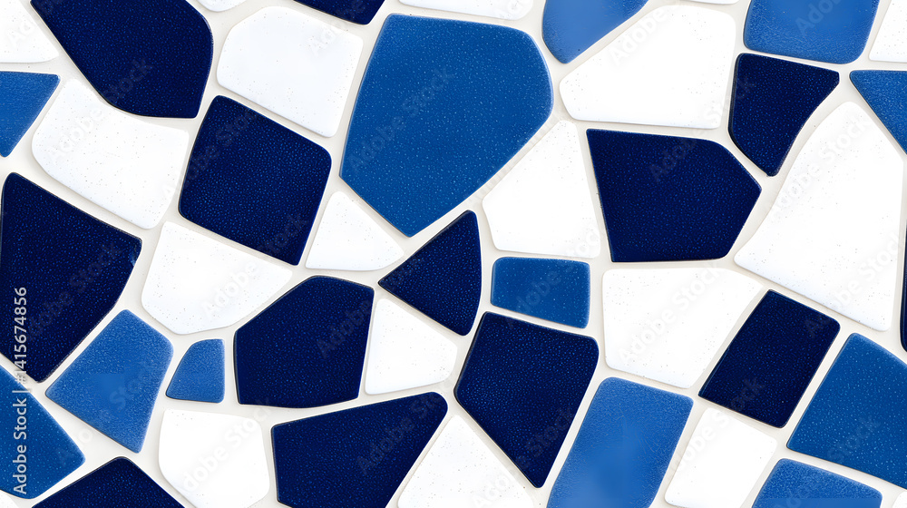Blue and white stone mosaic tiles seamless pattern. Stone architecture backdrop Blue and white stone mosaic tiles seamless pattern. Stone architecture backdrop