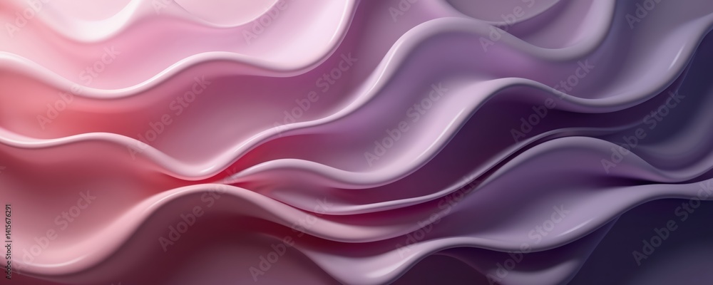 Fototapeta premium Abstract 3D render of pastel colors silk fabric with wavy folds. Minimalist fashion background, soft layers. Trendy art wallpaper for digital design projects. Ideal for web design social media