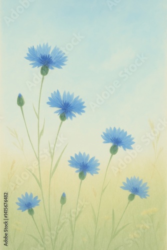 Blue Flowers Bloom in a Soft Landscape During Daylight Hours