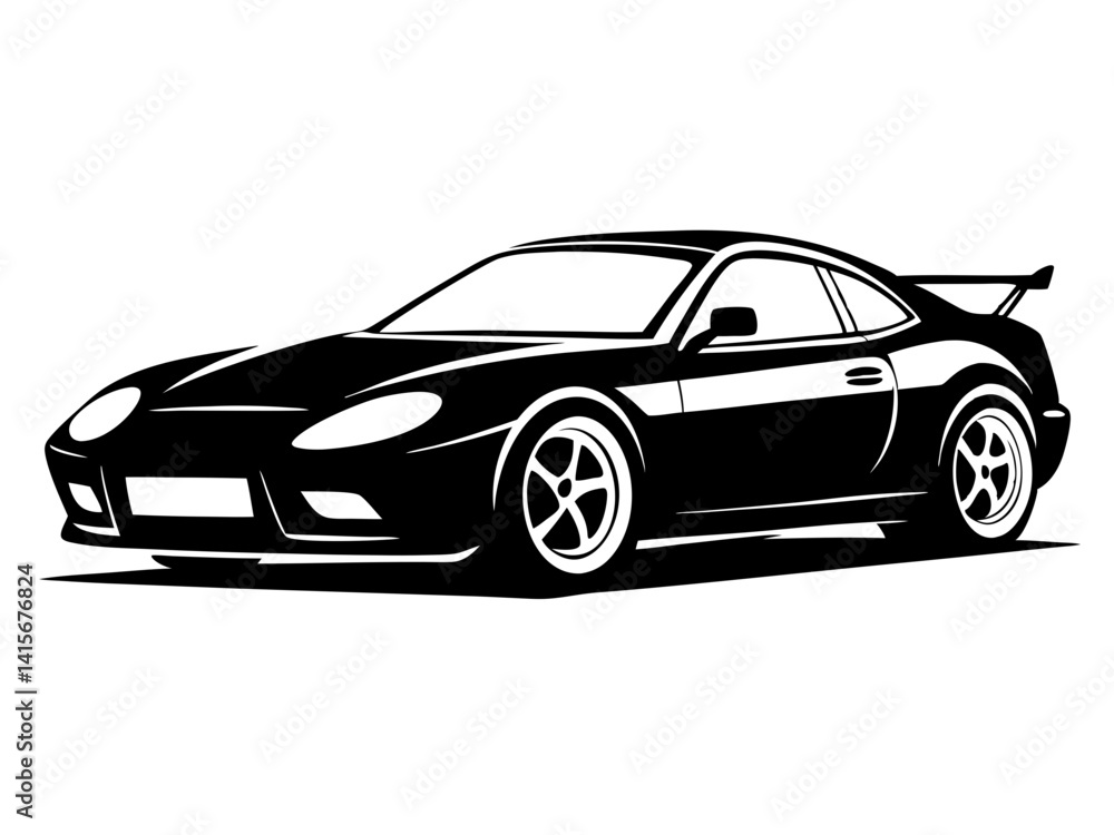 Naklejka premium Sports Car Silhouette Vector Design | Sleek Sports Car SVG